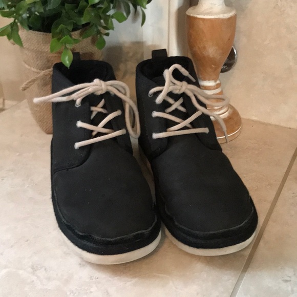 ugg neumel black lace up ankle boots
